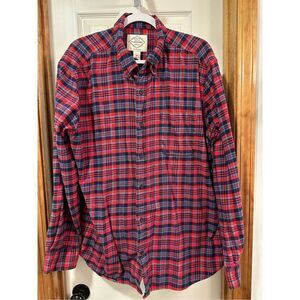 St. John's Bay Men's XL Plaid Flannel Long Sleeve Shirt Red/Blue